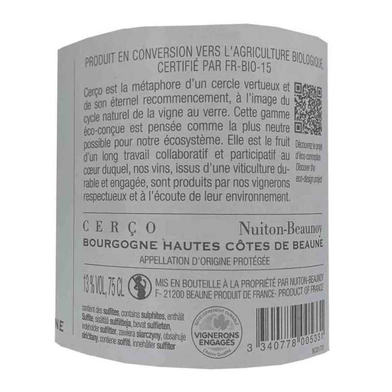 Vin rouge Bourgogne Hautes Côtes de Beaune Bio Cerço- Nuiton Beaunoy 75cl