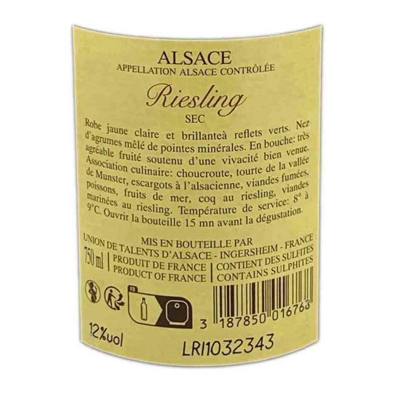  Vin blanc D'Alsace Riesling - Les Faîtières 75cl