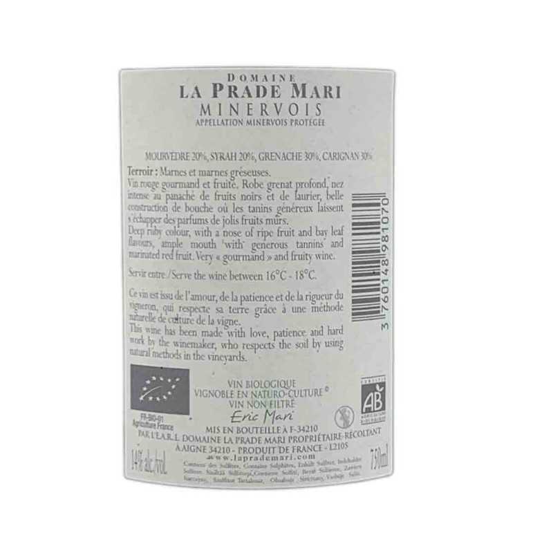 Vin rouge Bio Parfum des Garrigues - Domaine Prade Mari 75cl