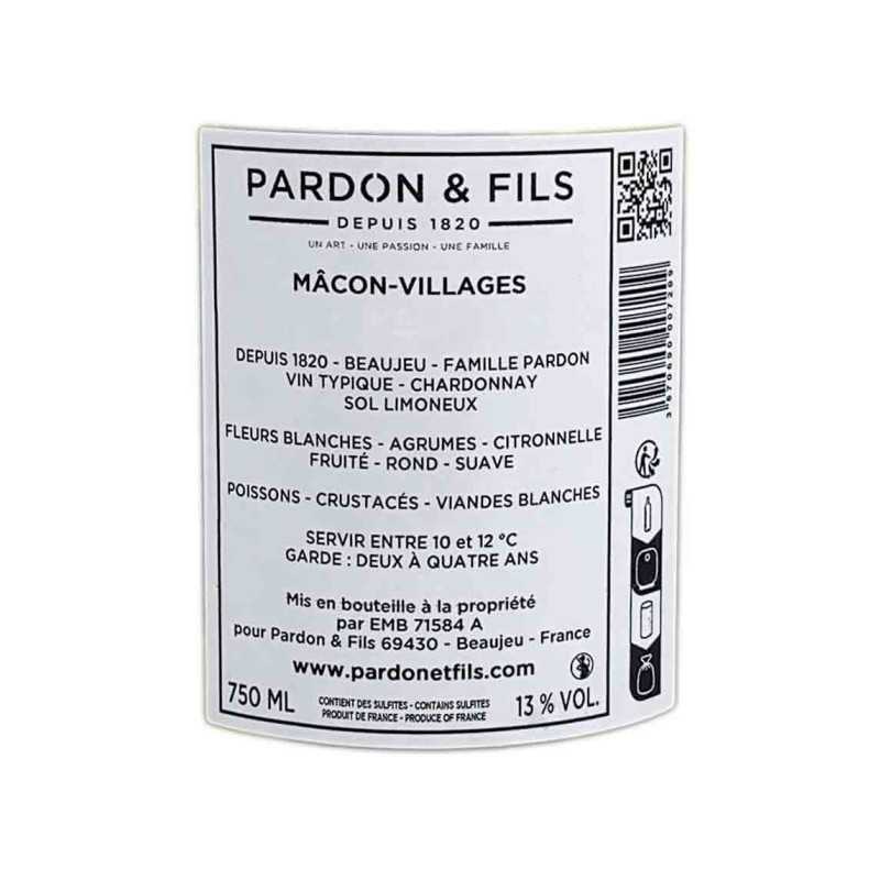 Vin Blanc Bourgogne-Mâcon Villages - Domaine des Tournons - Pardon et Fils 75cl