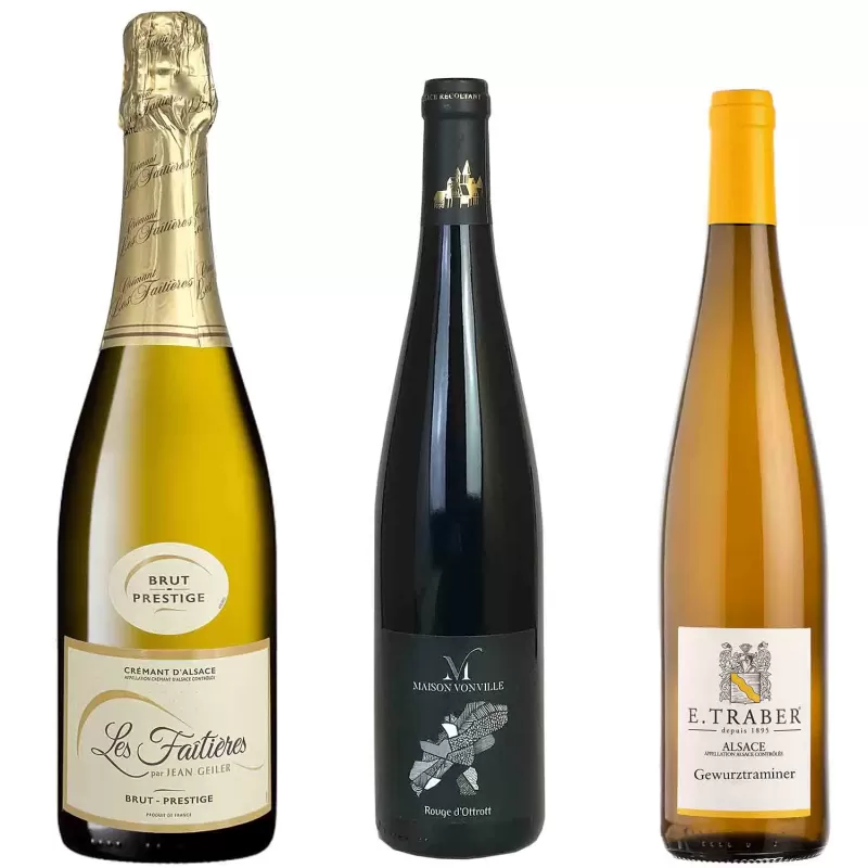 Coffret vin Découverte Alsace sélection de 3 Bouteilles
