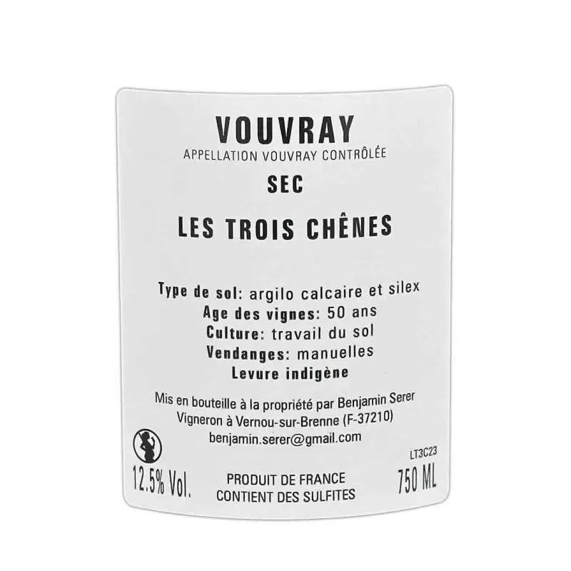 Vouvray blanc sec du Domaine Serer Cuvée les 3 Chênes au meilleur prix