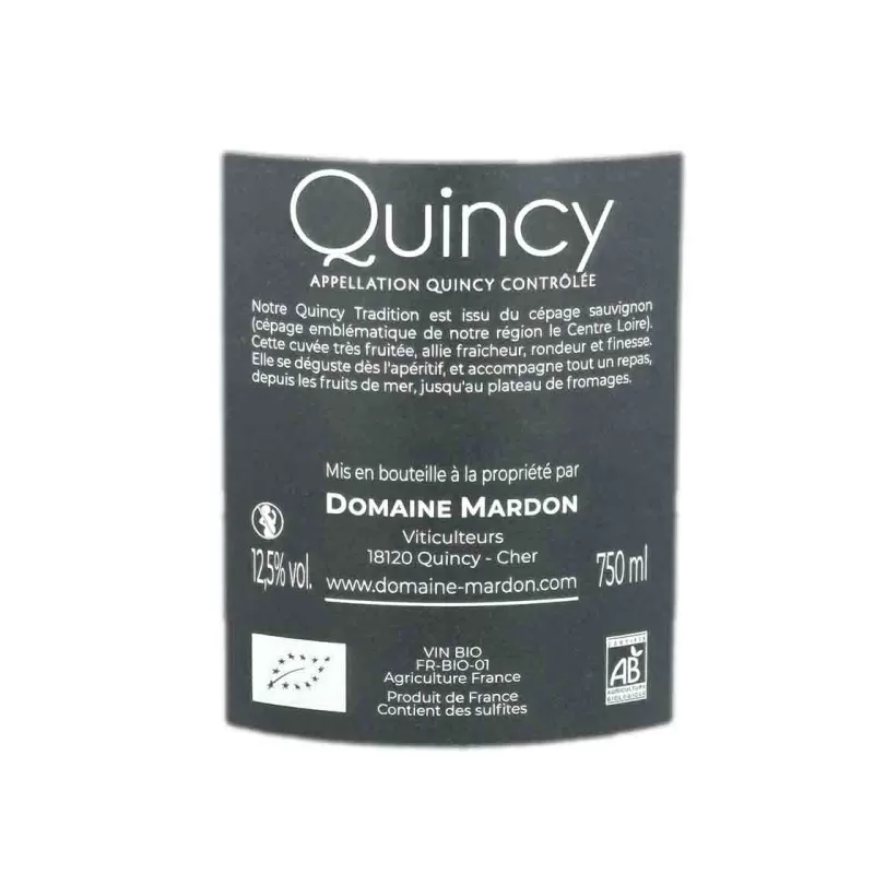 Quincy blanc bio du Domaine Mardon au meilleur prix. Livré chez vous.