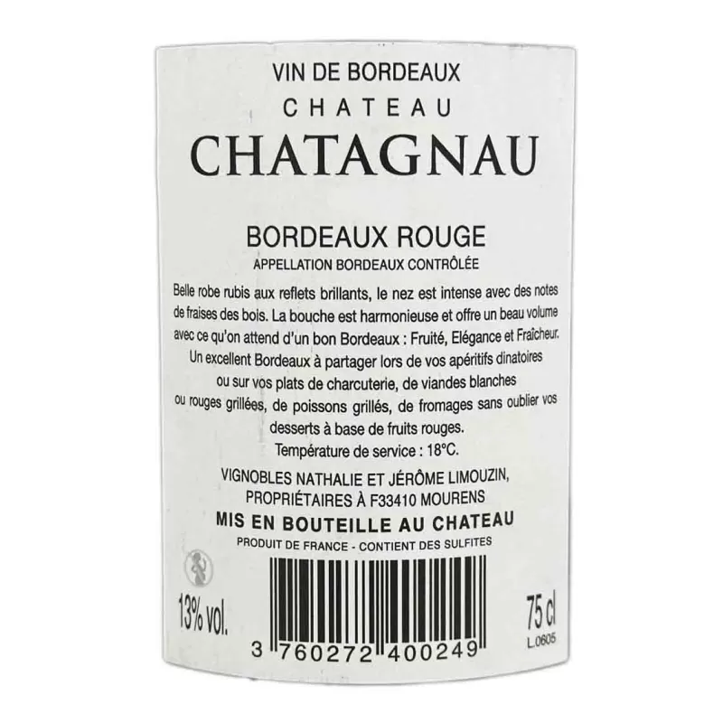 Un vin de Bordeaux Château Chatagnau sélectionné par 1envie1vin !