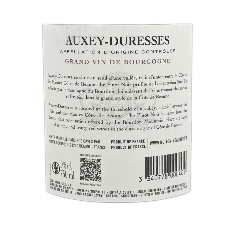 Appellation Bourgogne : Auxey-Duresses Nuiton Beaunoy au meilleur prix