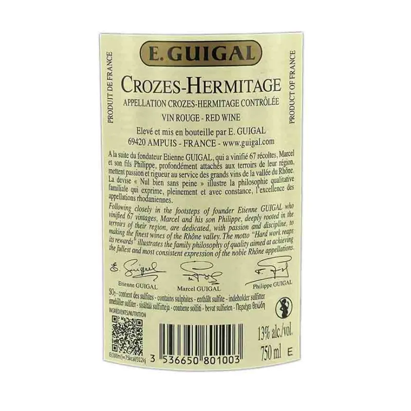 Crozes-Hermitage E.Guigal livré chez vous et au meilleur prix !