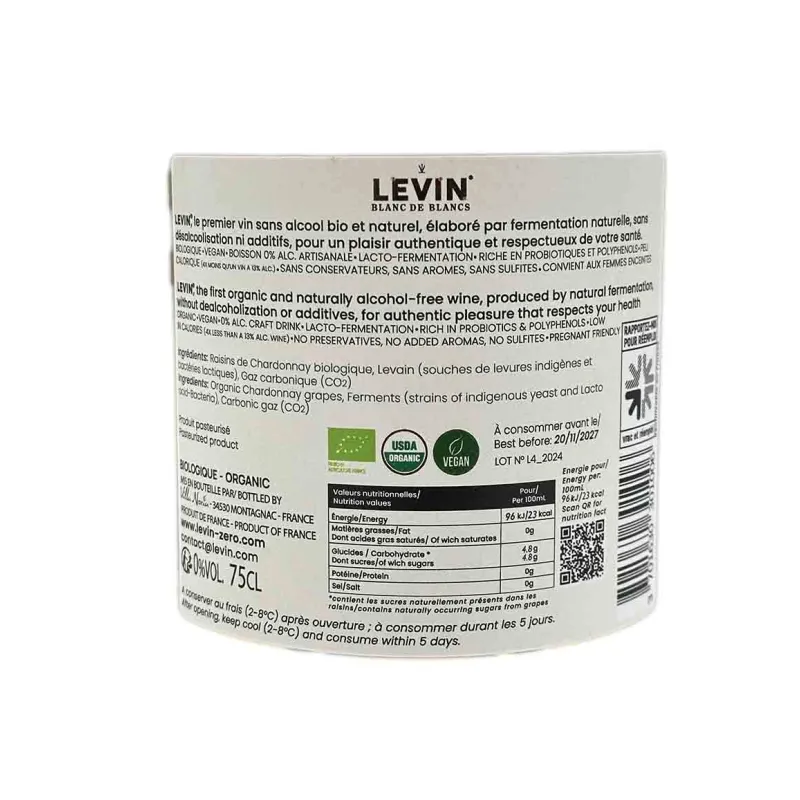 Pétillant 0% alcool Levin Blanc de Blancs Villa Noria au meilleur prix.